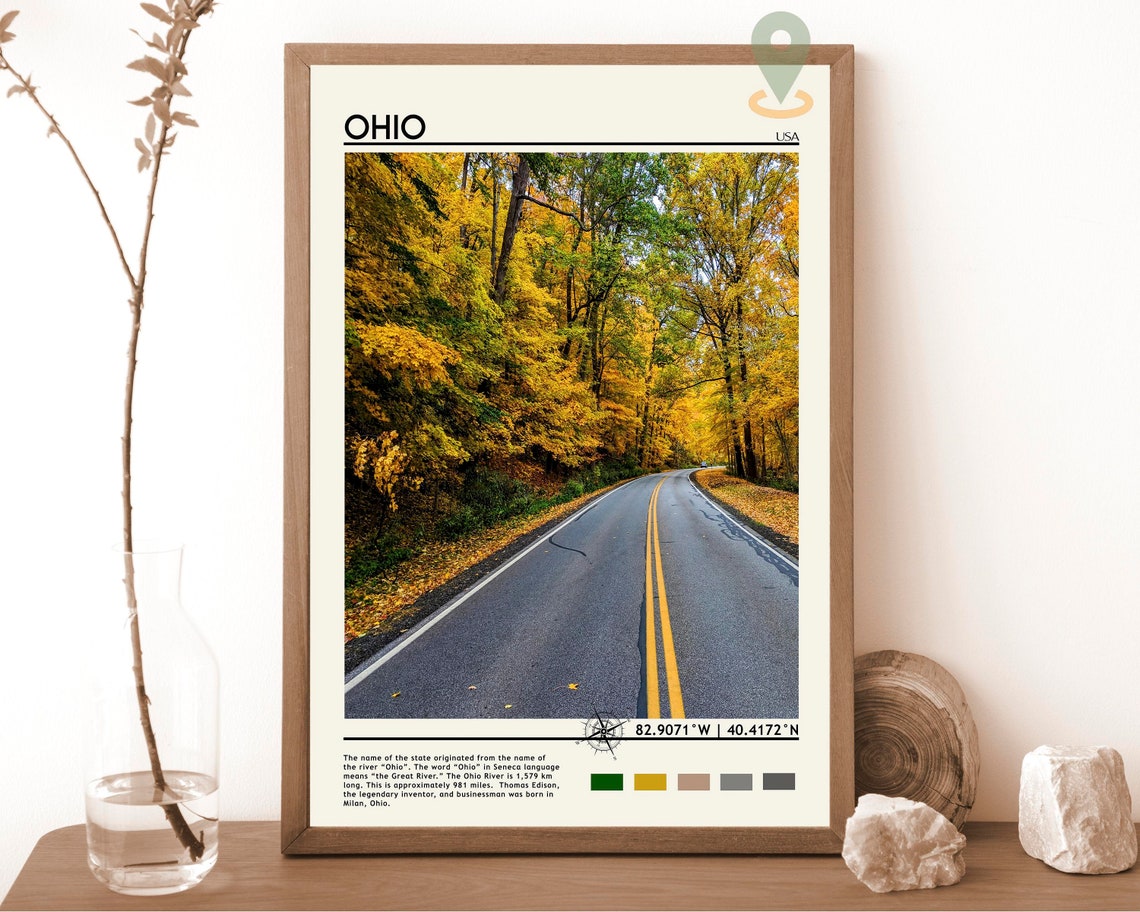 Ohio Travel Poster Ohio Print Ohio Wall Art Ohio Vintage Poster Ohio Photo Ohio Poster Print Ohio Wall Decor Ohio Painting Ohio Art