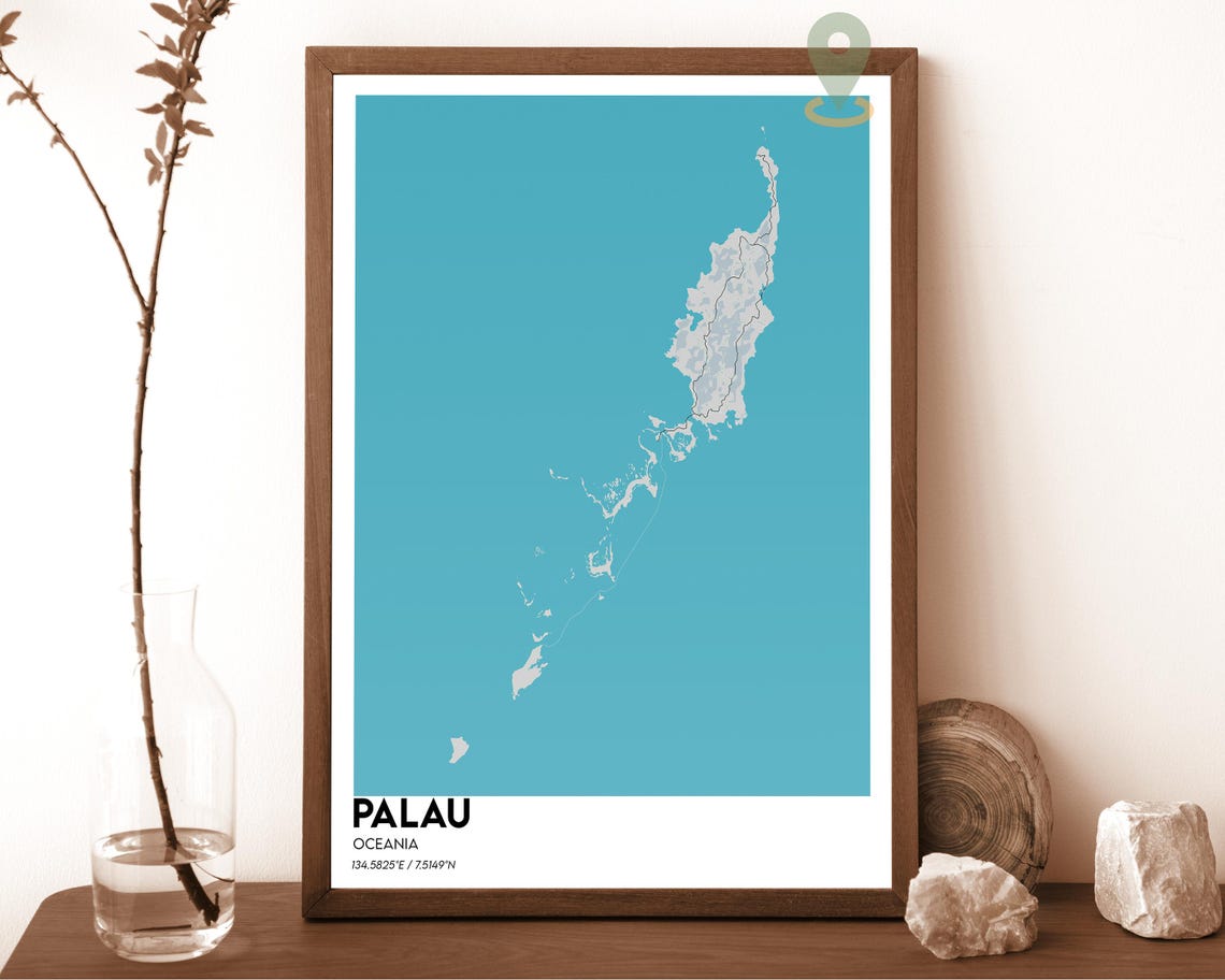 Palau Map Palau Map Print Palau Wall Art Palau Travel Poster Palau Poster Palau Photo Palau City Map Palau Oceania Palau Island - Image 4