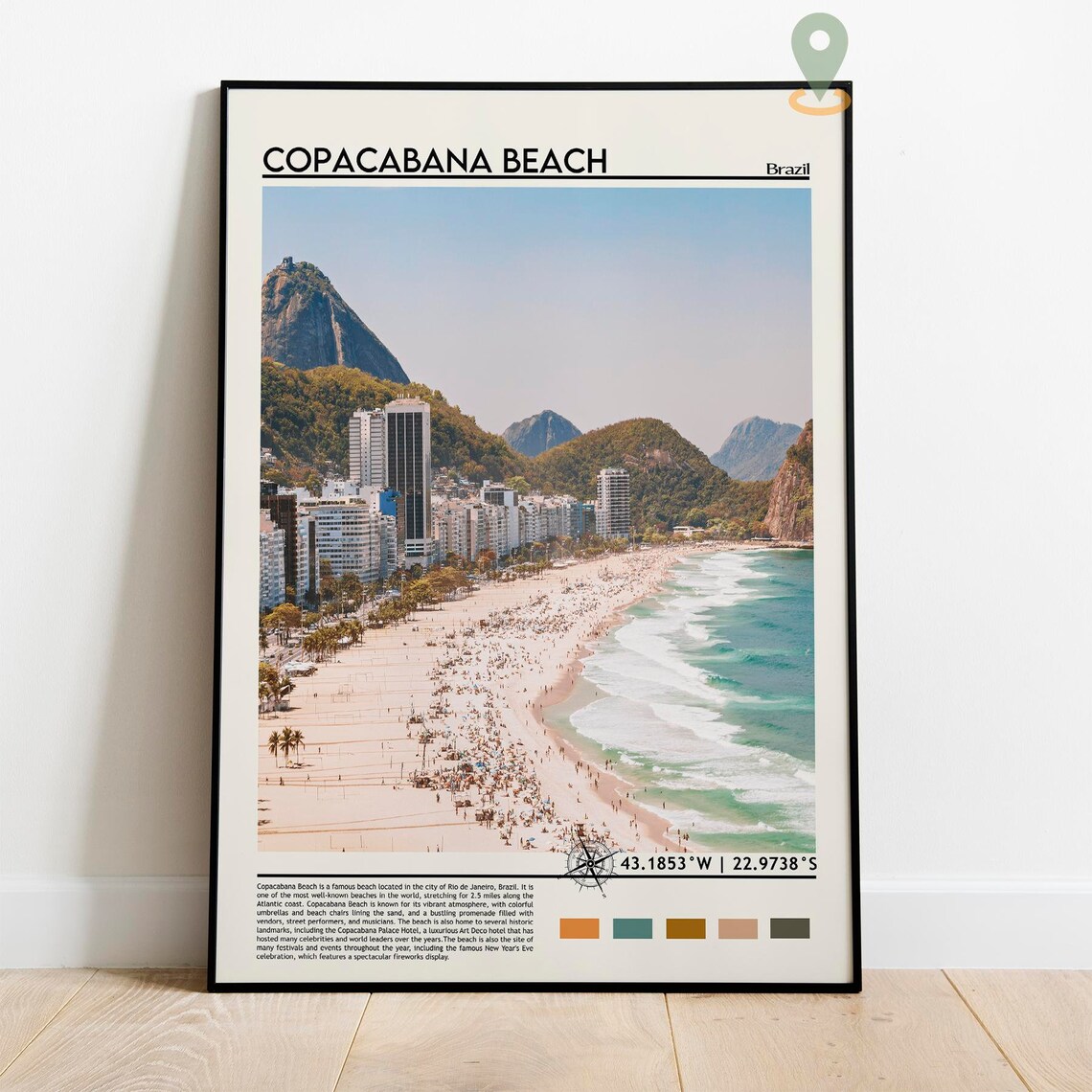 Copacabana Print Copacabana Art Copacabana Poster Copacabana Photo Copacabana Painting Brazil Travel Poster Copacabana Beach Poster - Image 2