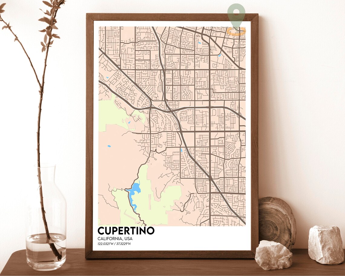 Cupertino California Silicon Valley City Map Art Print for Tech Gift Shoppers - Image 4