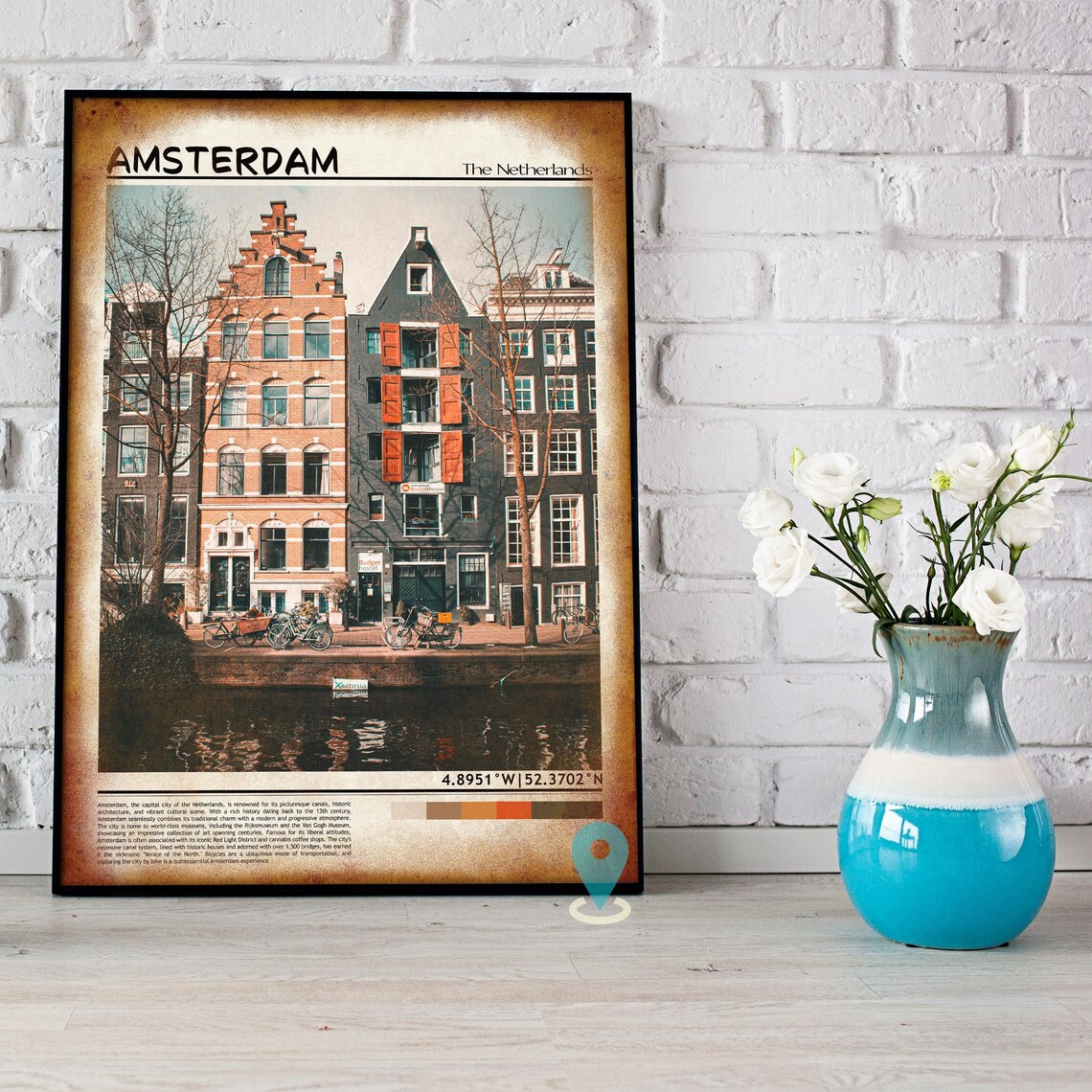 Amsterdam Historic Canal Houses and Bikes Reflections Poster - Image 5