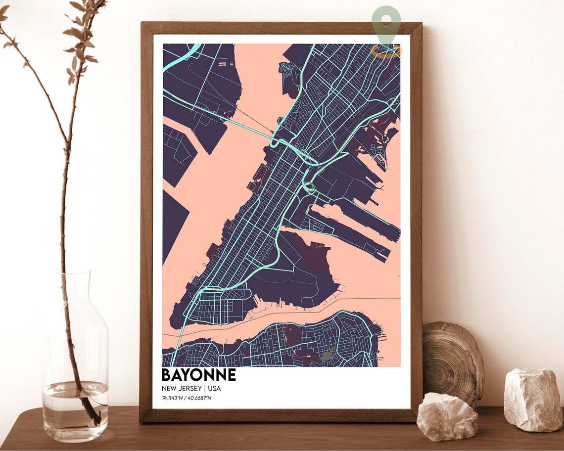 Bayonne New Jersey USA Vintage Sepia Antique City Street Poster - Image 6