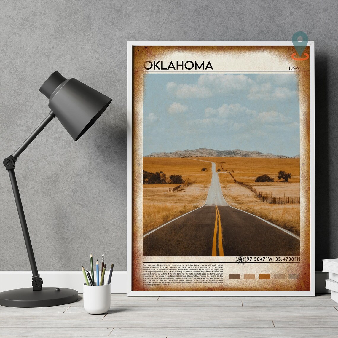 Oklahoma USA Open Highway Golden Prairie Road Trip Travel Poster - Image 4