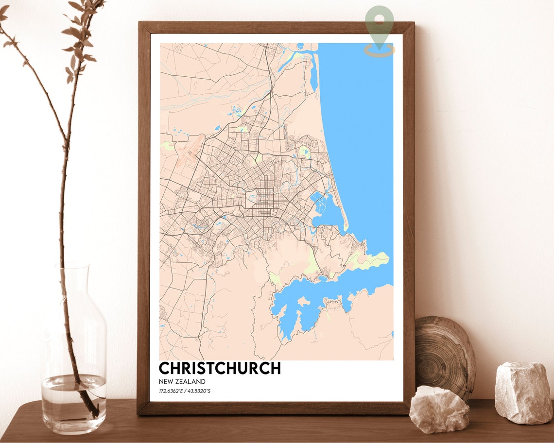 Christchurch New Zealand Christchurch Map Christchurch Map Print Christchurch Gift Christchurch Wall Art Christchurch Travel Poster - Image 5