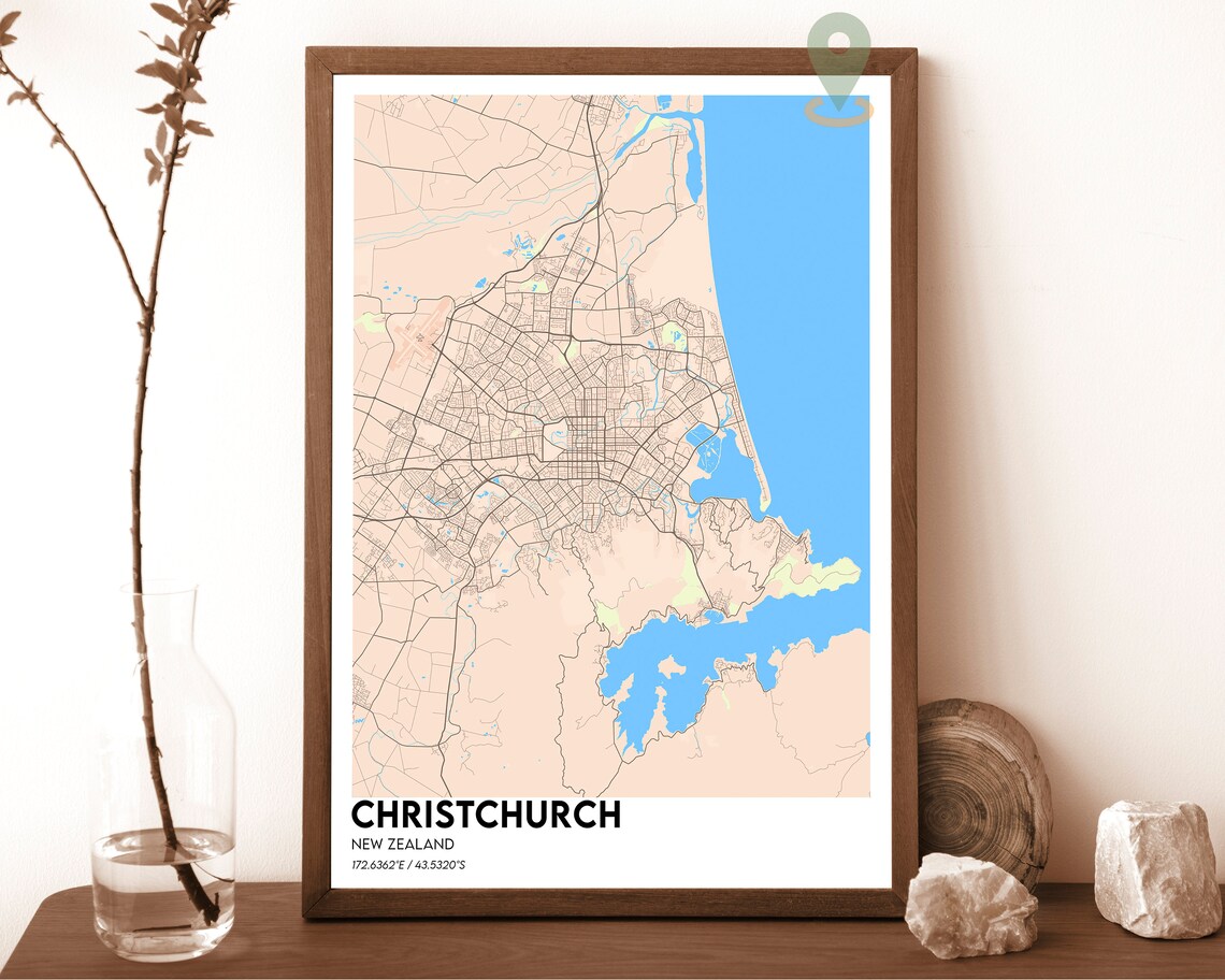 Christchurch New Zealand Neon Magenta Night City Street Map Art Print - Image 5