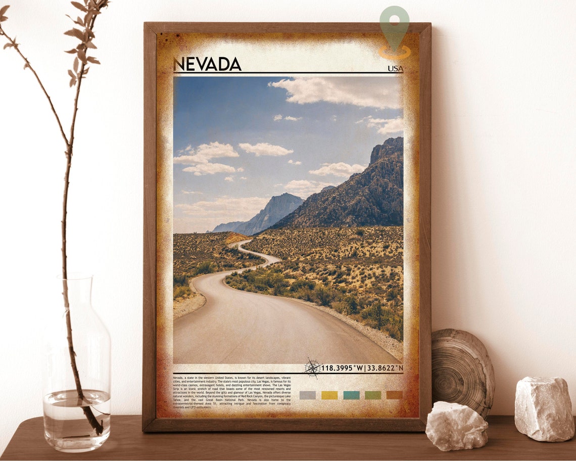 Nevada Desert Canyon Road Travel Poster Scenic Mountain Drive - Image 6