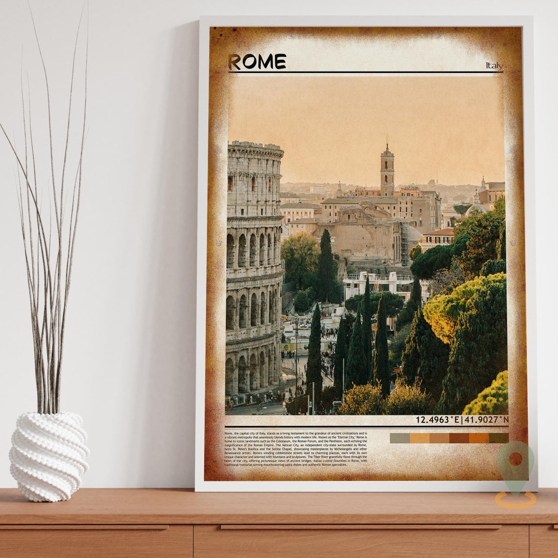 Rome Italy Colosseum Ancient Ruins Sunset Cityscape Photo Poster - Image 4
