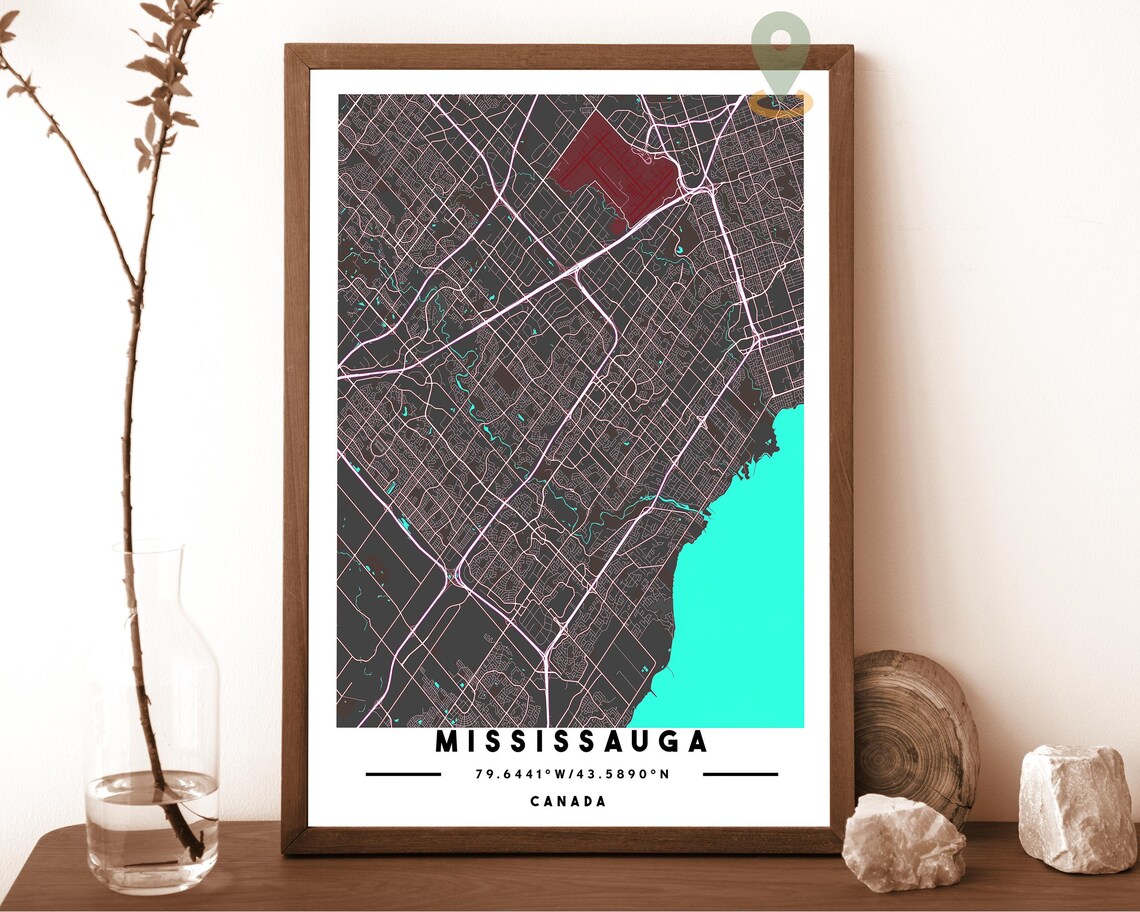 Mississauga Canada Cream Brown Street City Map Minimalist Poster - Image 4
