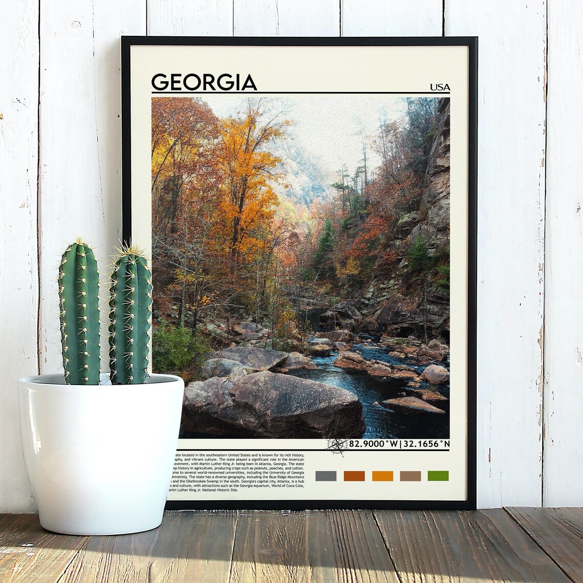 Georgia USA Appalachian Gorge Fall Creek Landscape Travel Poster - Image 5