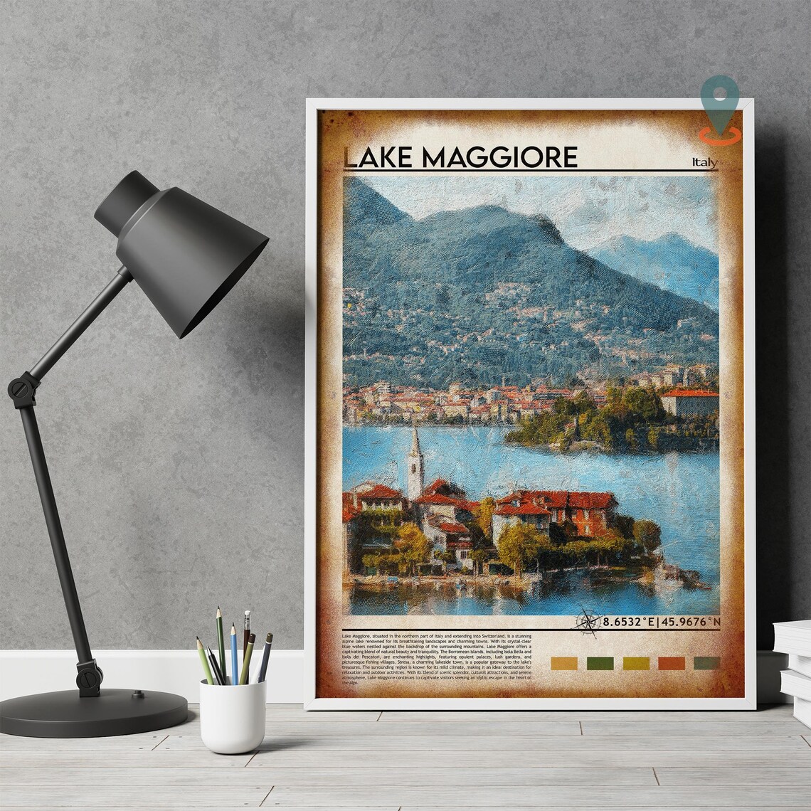 Lake Maggiore Italy Alpine Lake Village Mountains Vintage Poster - Image 4