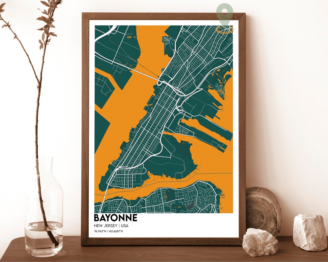 Bayonne New Jersey USA Vintage Sepia Antique City Street Poster - Image 4