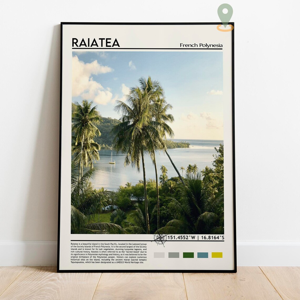 Raiatea French Polynesia Palm Trees Lagoon Sailboat Island Poster - Image 5
