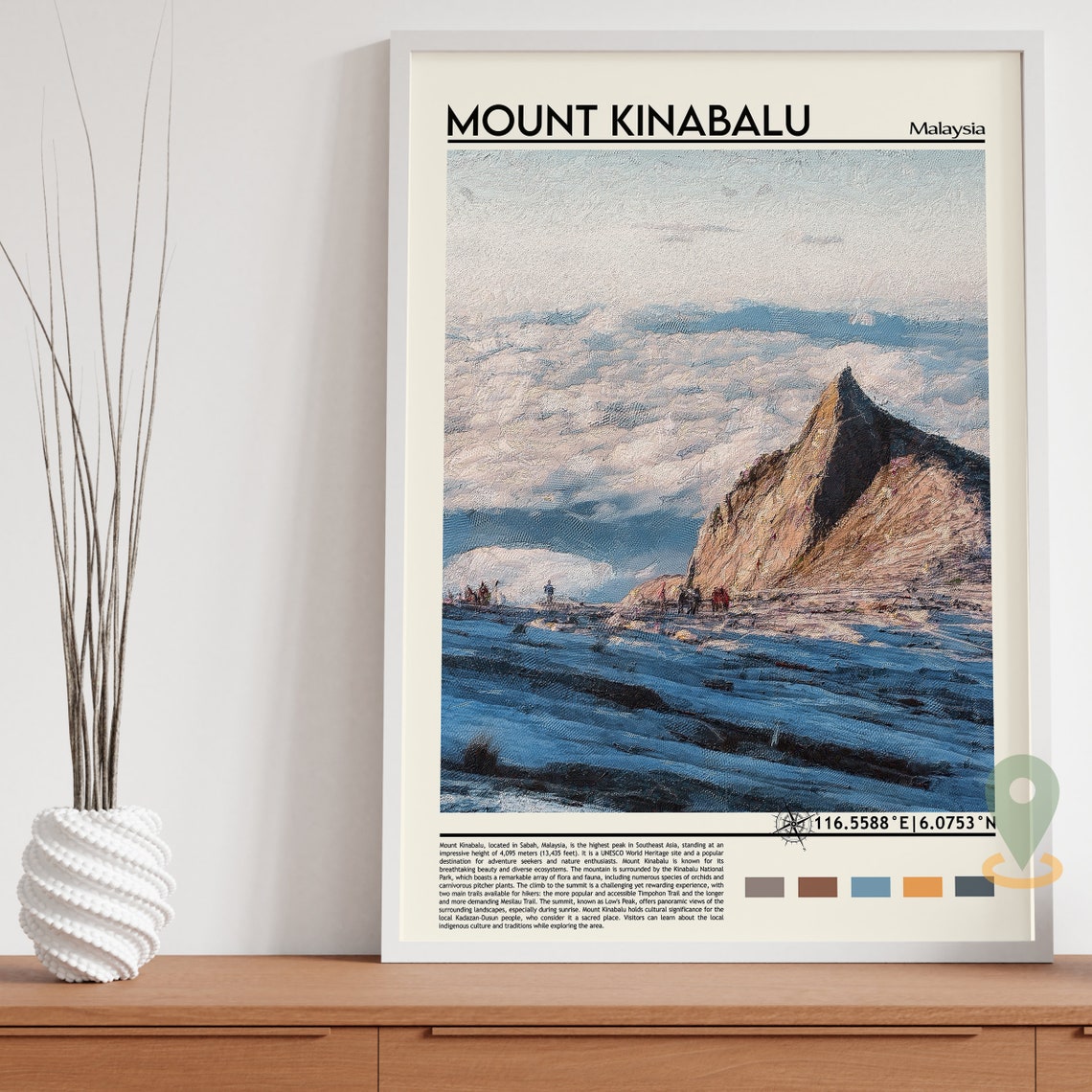 Mount Kinabalu Malaysia Summit Above Clouds Adventure Travel Poster - Image 3