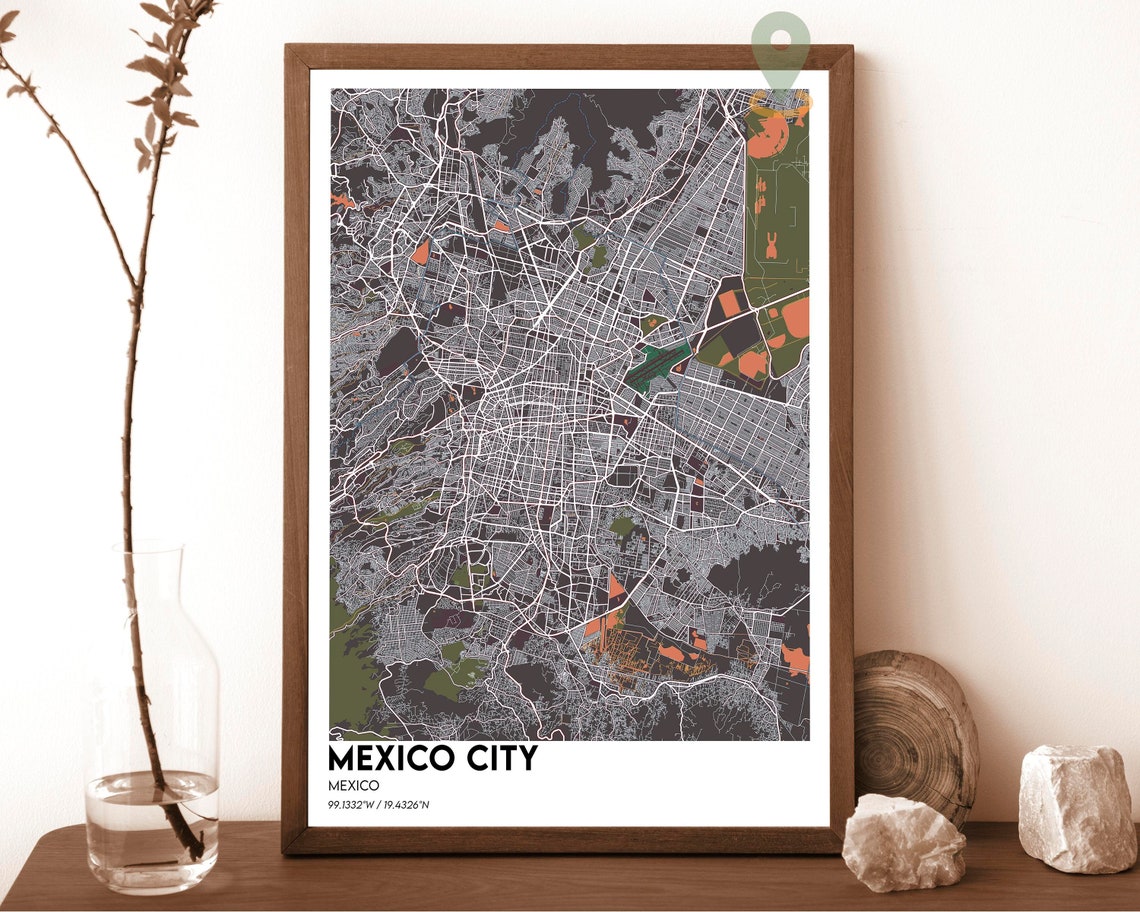 Mexico City Mexico Navy Street Map Colorful Modern Art Poster - Image 5