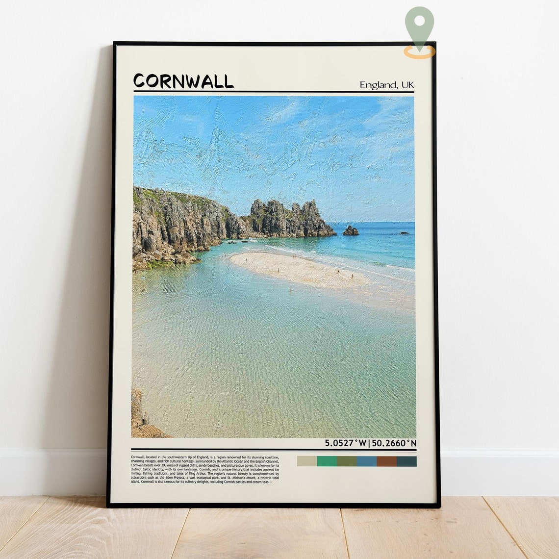 Cornwall England UK Turquoise Cove Rocky Cliffs Beach Poster - Image 4