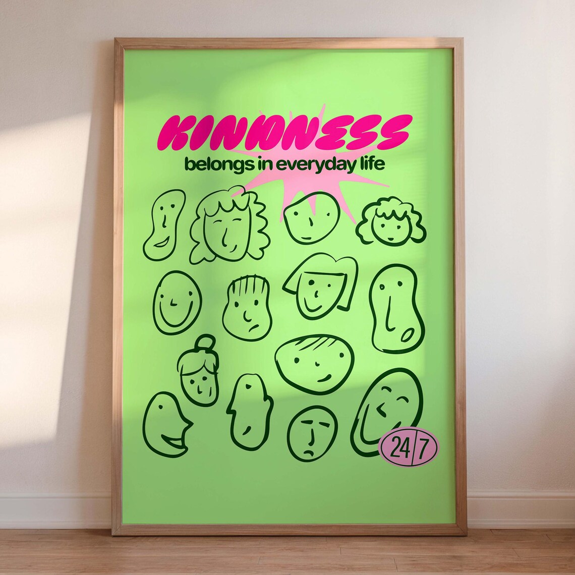 Kindness Belongs In Everyday Life Green Retro Lettering Poster