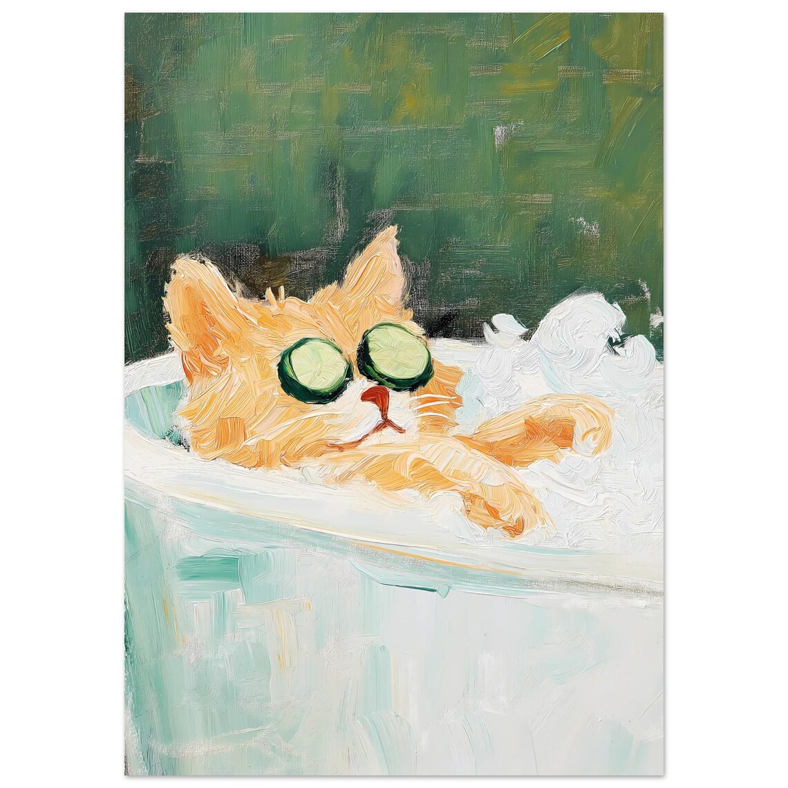 Cat Bathroom Print, Funny Ginger Bath Poster