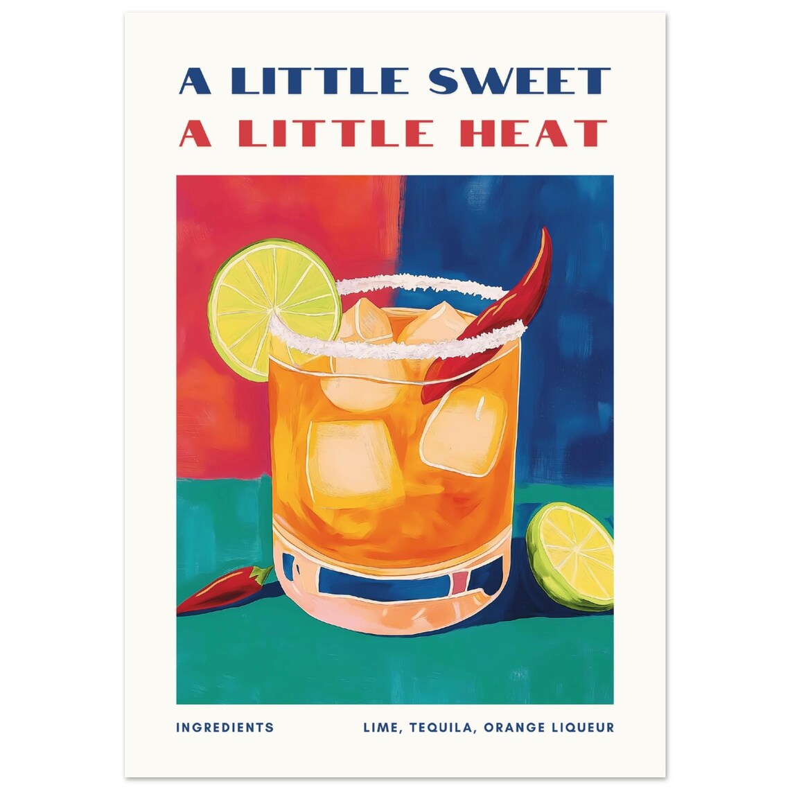 Spicy Margarita Cocktail Recipe Chili Salt Rim Tequila Party Print