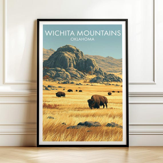Wichita Mountains Oklahoma Poster Usa Travel Landmark Art Print