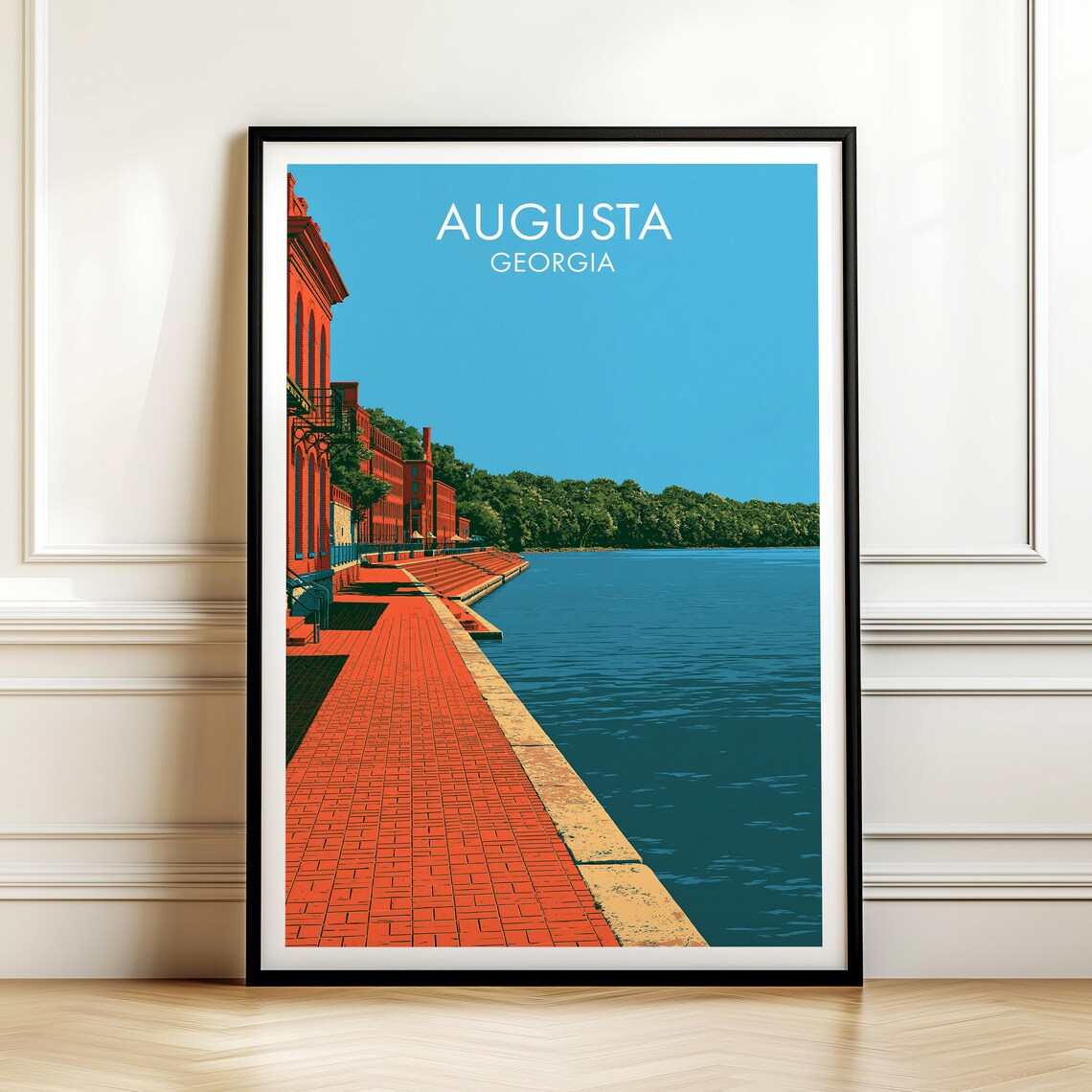 Augusta Georgia Vintage Travel Poster, Cityscape