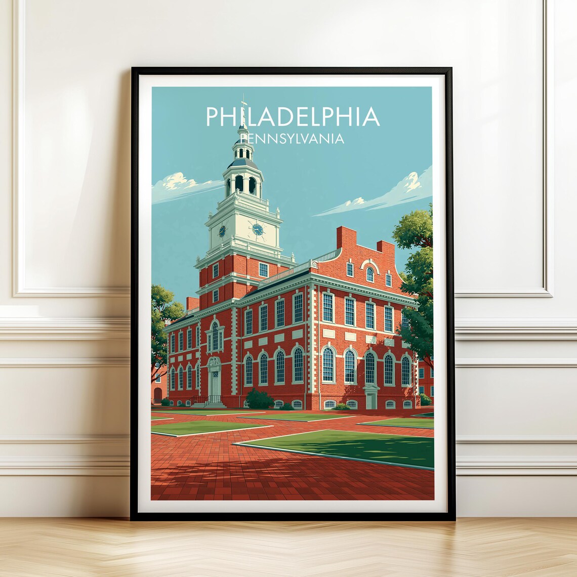 Independence Hall Philadelphia Pennsylvania Vintage Travel Poster