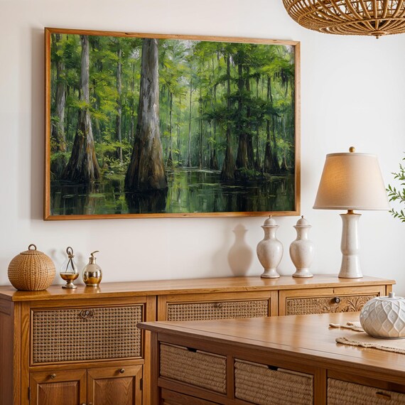 Congaree National Park Cypress Swamp Forest Oil Painting Poster