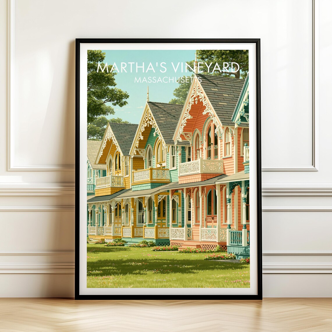 Oak Bluffs Martha’s Vineyard Massachusetts Vintage Travel Poster