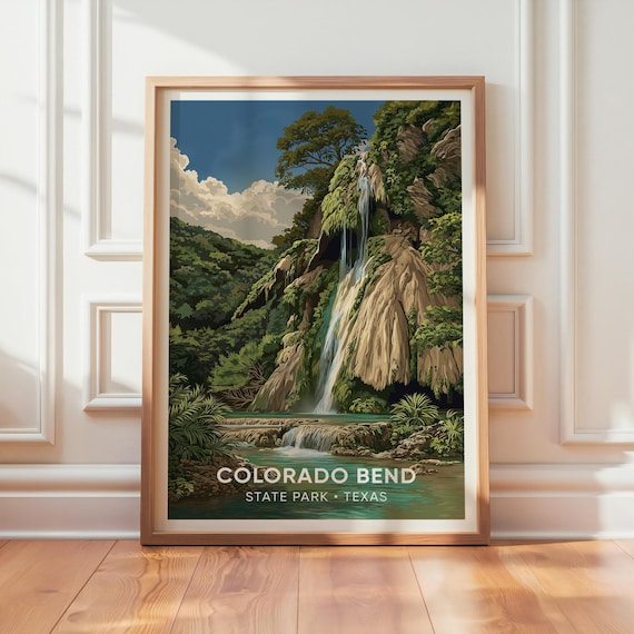 Colorado Bend State Park, Texas Vintage Travel Poster