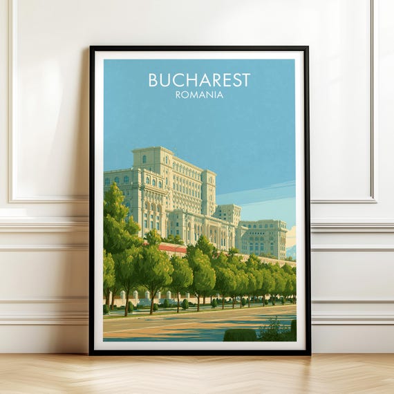 Bucharest Romania Vintage Travel Poster