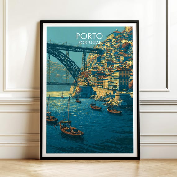 Ribeira Porto Portugal Travel Poster Vintage Europe Cityscape Wall Art Print For Home Decor
