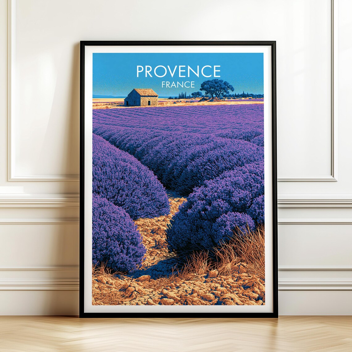 Provence France Lavender Field Stone Barn Vintage Travel Poster