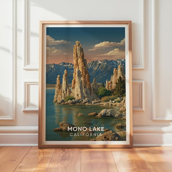 Mono Lake Tufa Towers California Sierra Vintage Landscape Poster