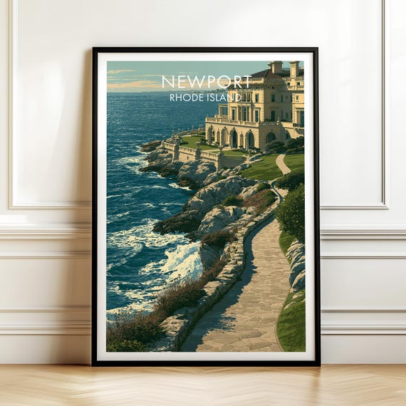 The Breakers Newport Rhode Island Poster Vintage Travel Wall Art Decor Usa Cityscape Print