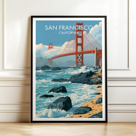 Golden Gate Bridge, San Francisco Vintage Travel Poster