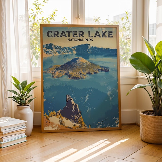Crater Lake National Park Vintage Travel Poster