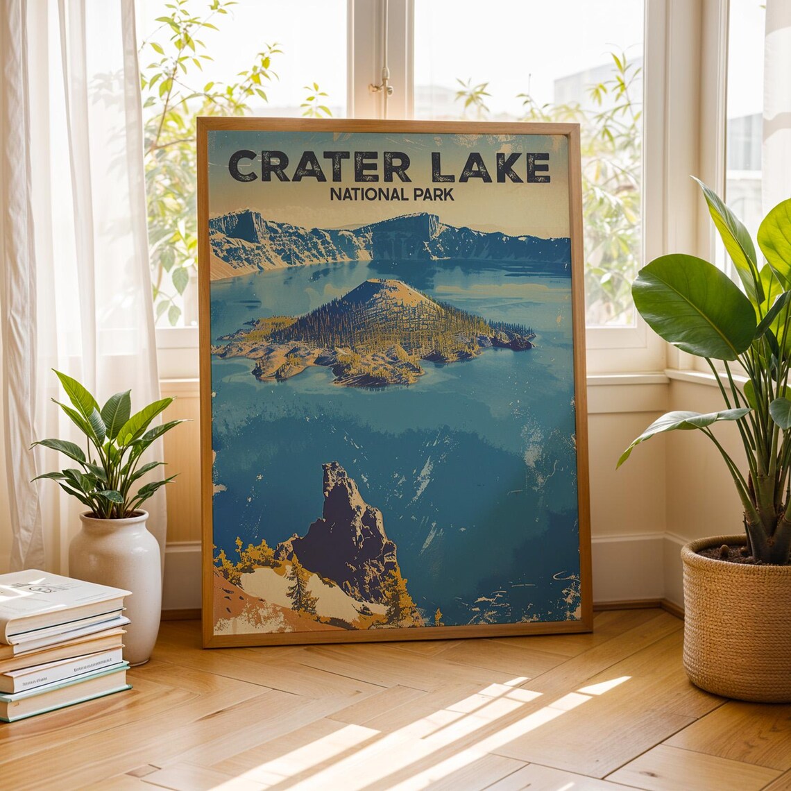 Crater Lake National Park Vintage Travel Poster