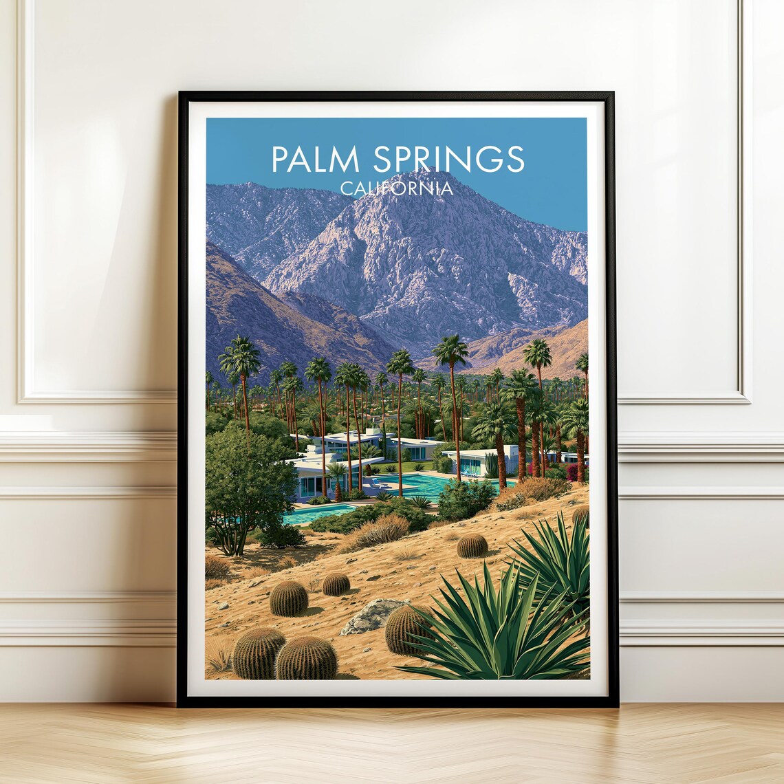 Palm Springs California Vintage Travel Desert Mountain Poster
