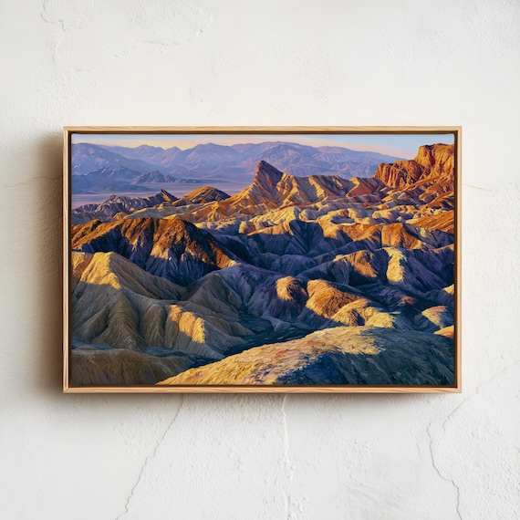 Sunset Over Desert Badlands Mountain Peaks Golden Hour Poster