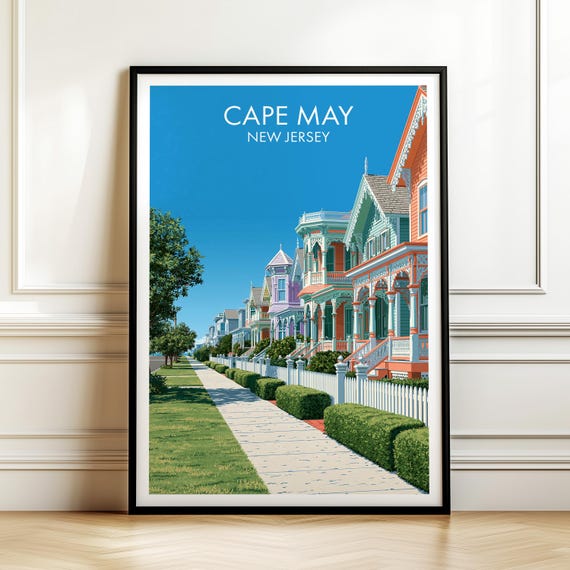 Cape May New Jersey Poster Usa Travel Wall Art American Cityscape Print Gift
