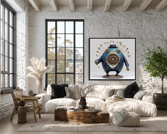 Steampunk Robot Wall Art Futuristic Machine Design Print Scifi Poster Instant
