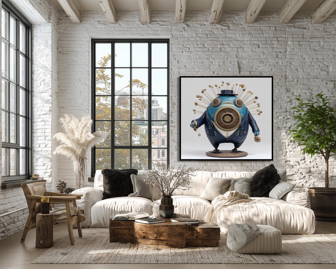 Steampunk Robot Wall Art Futuristic Machine Design Print Scifi Poster Instant