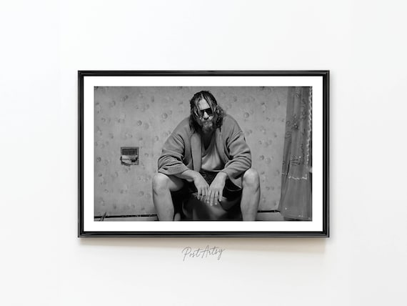 The Big Lebowski The Dude Bathroom Scene Poster Jeff Bridges Black White