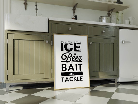 Ice Beer Bar Print Bar Wall Art Beer Bar Decor Fishing Beer Print Bar Cart Poster Fun Kitchen Dining Decor Beer Drinker Gift For Dad