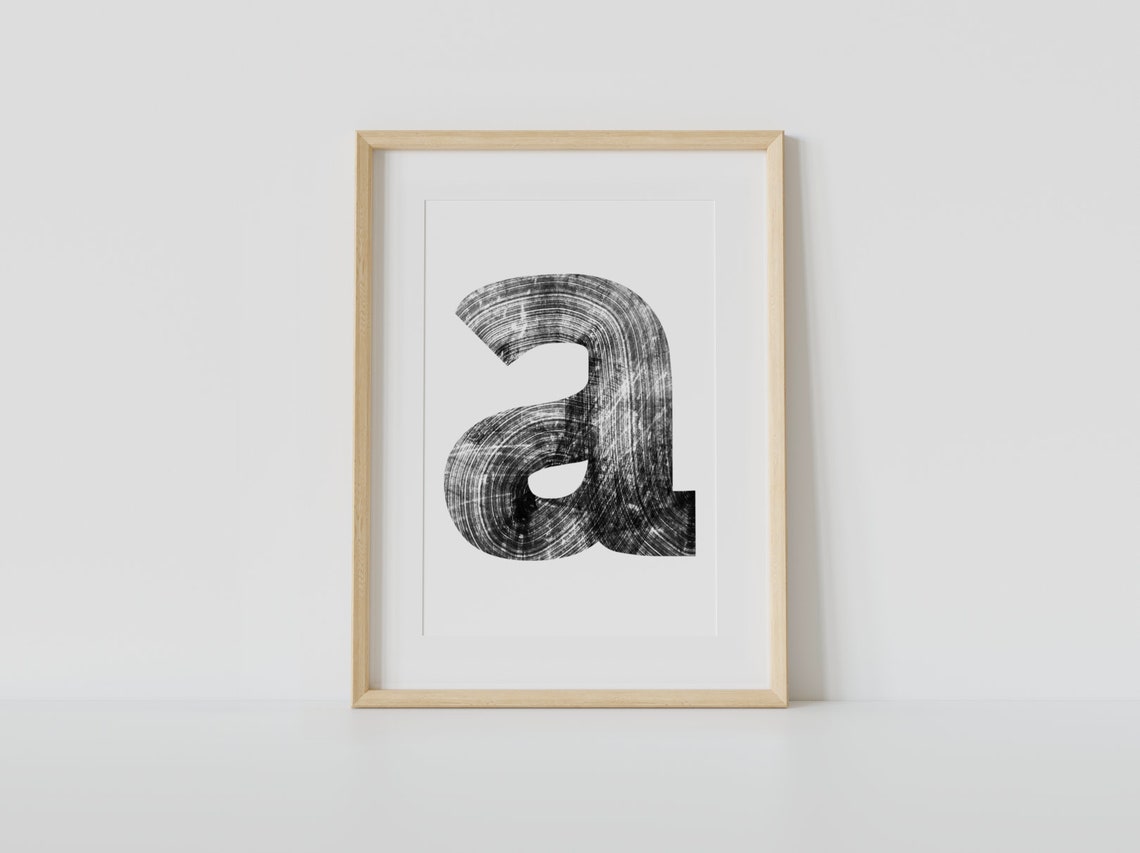 Letter A Monogram Poster Distressed Black Brush Typography Art - Image 4