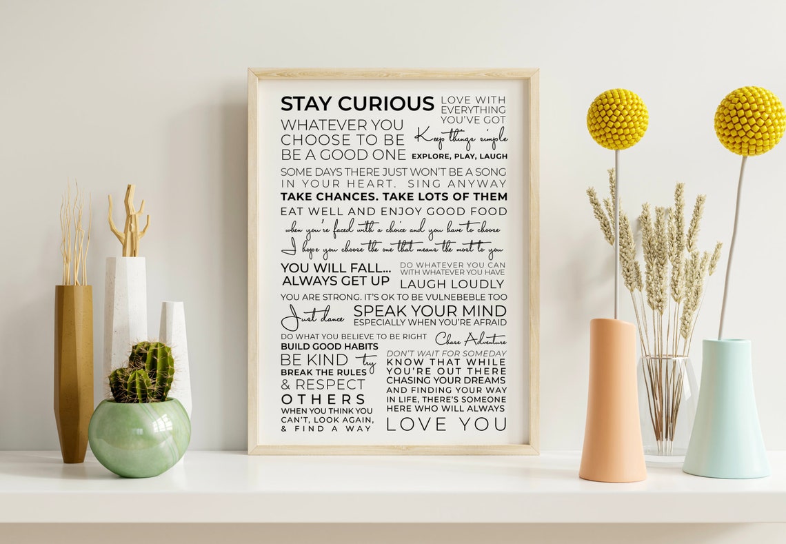 Stay Curious Inspirational Quote Collage Speak Your Mind Poster - Image 4