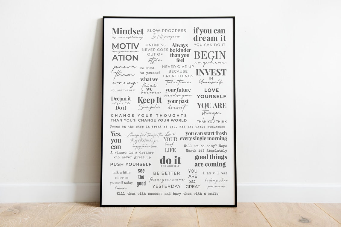 Inspirational Quote Collage Mindset Dream Big Typography Poster - Image 2