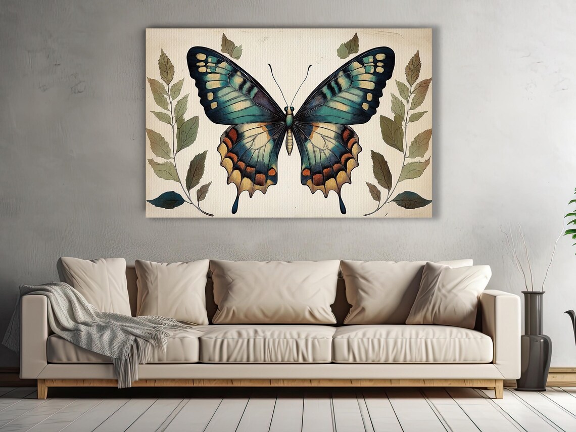 Cottage Butterfly Vintage Botanical Poster - Image 3