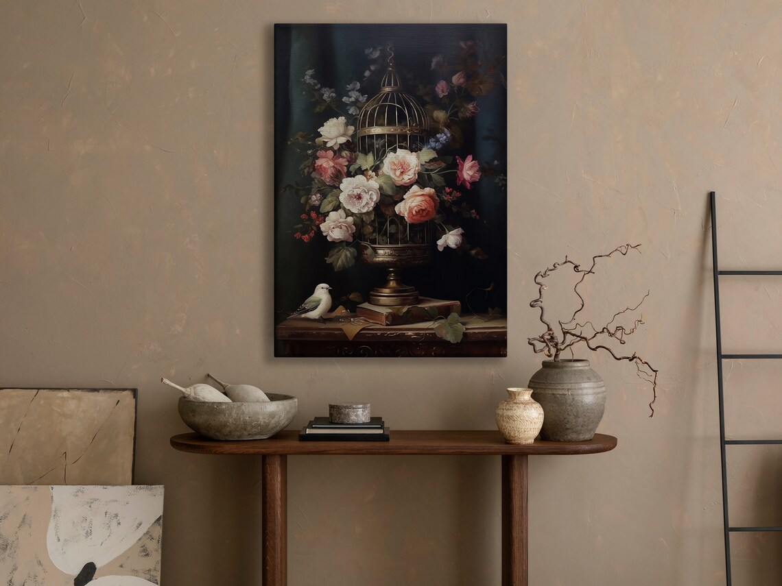 Vintage Flowers, Gothic Dark Academia Poster Print - Image 4