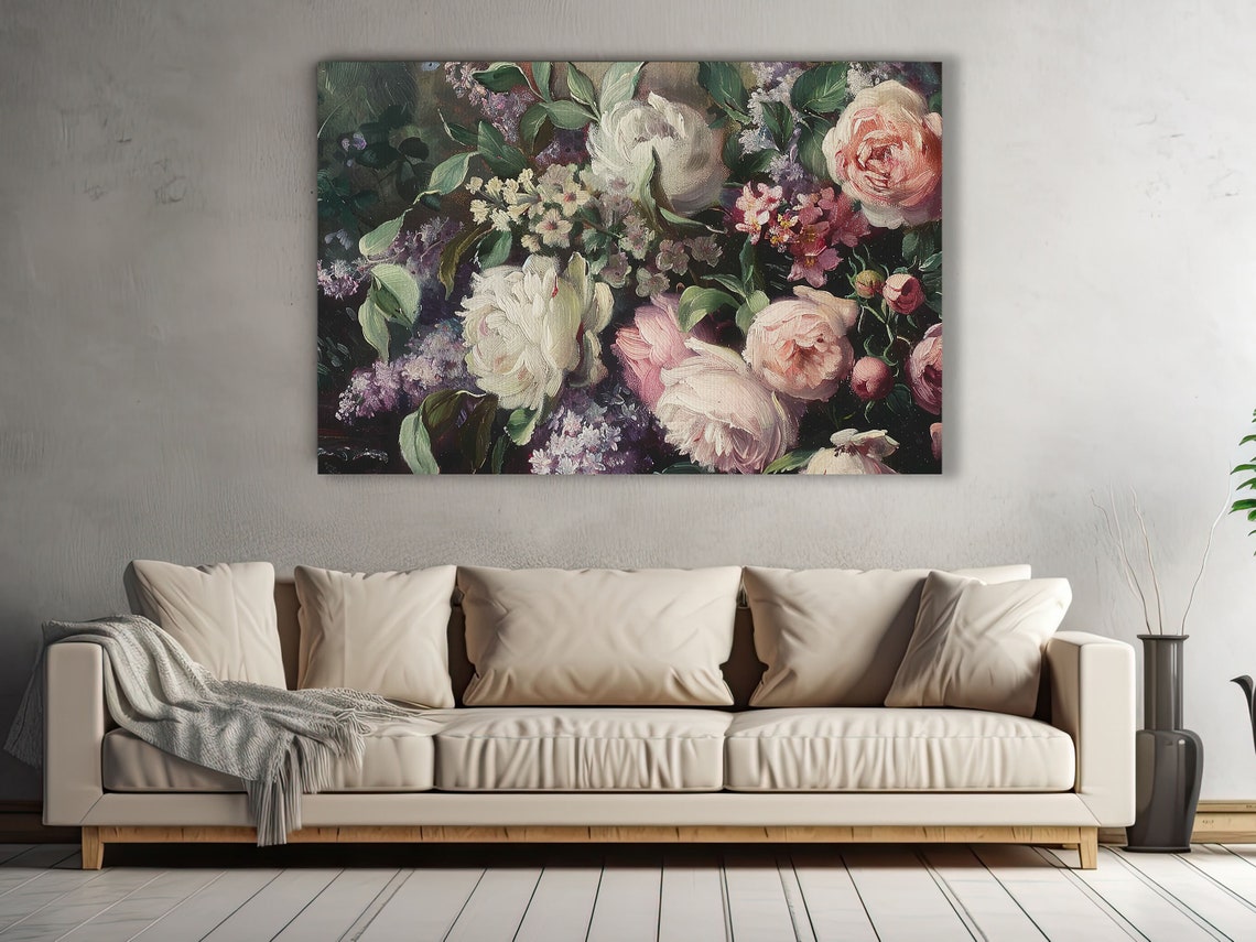Moody Roses And Lilac By Dark Stream Romantic Floral Art Poster - Image 3