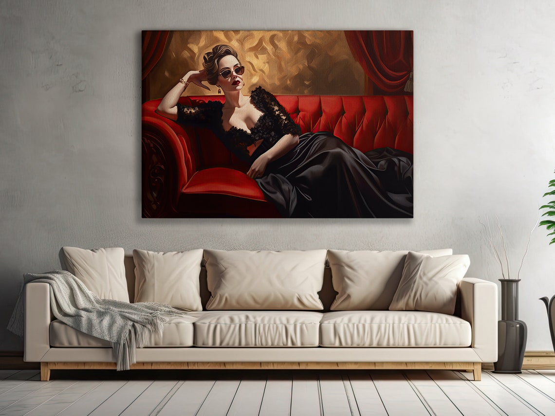 Retro Victorian Women On Sofa Art Print Vintage Beauty Poster Print - Image 4